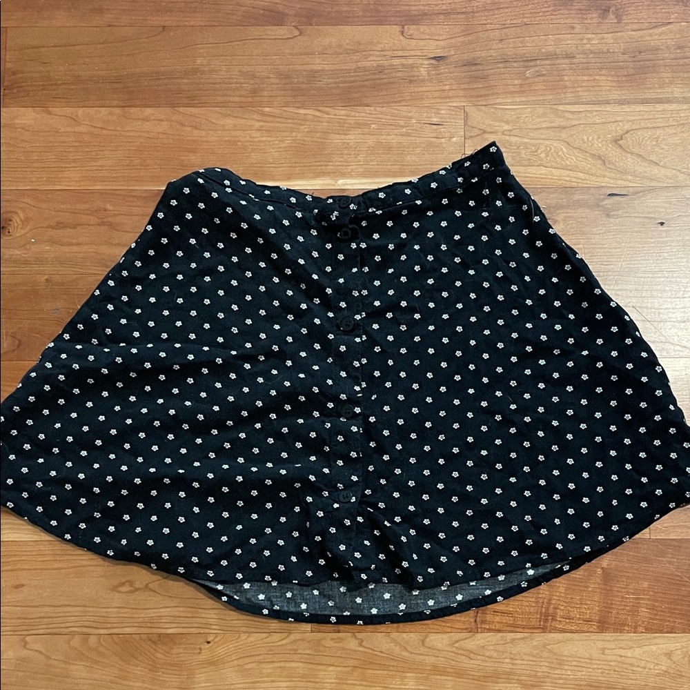 H&M Black A-Line Skirt with White Dots